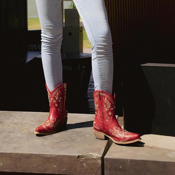 Cusolemore Cowboy Boots for Women Sparkly Rhinestone Cowgirl Ankle Boots - Picture 5 of 8